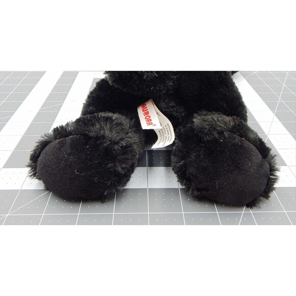 Aurora Scottish Terrier Puppy Dog 12" Black Stuffed Plush With Red Plaid Bow - Picture 4 of 11